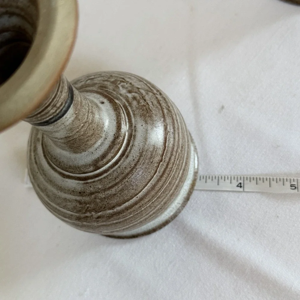 Studio Pottery Handmade Wine Goblet Earthy Muted Tones  Set Of 2 MCM Gift
